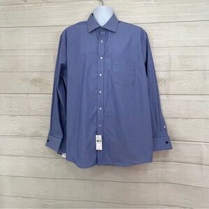 Van Heusen Blue Stripe Non Iron Button French Cuffs Sleeve Dress Shirt
